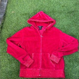 Vintage Y2K Hot pink velour zip up track suit sweater